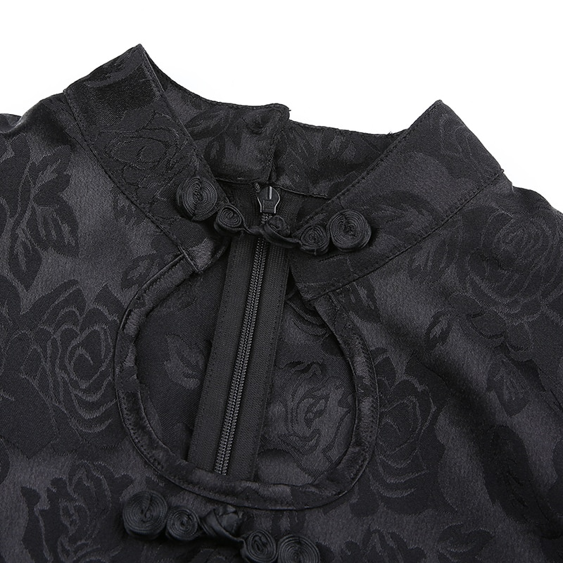Oriential Style Jacquard Vintage Black Dress