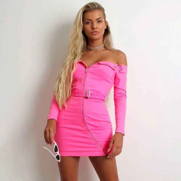 Belted Bardot Mini Dress