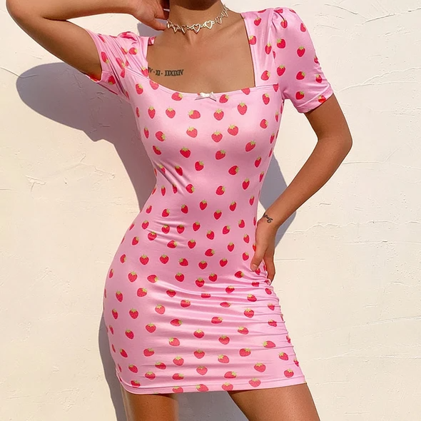 Strawberry Print Mini Sundress