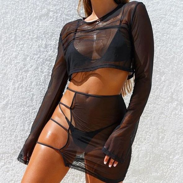 Long Sleeve Mesh Two Piece